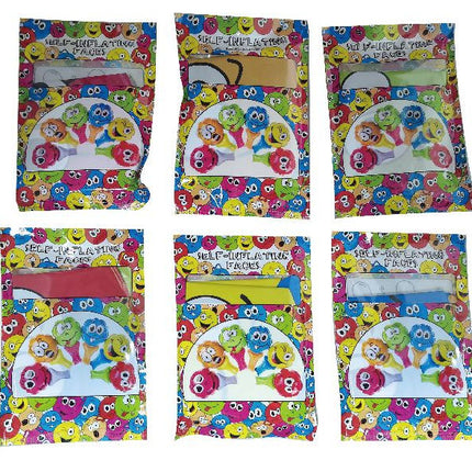 Emoji Face Self-Inflating Handheld Balloons - 6 Pack