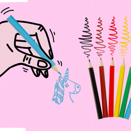Unicorn Halfsize Colouring Pencils - 6 Pack