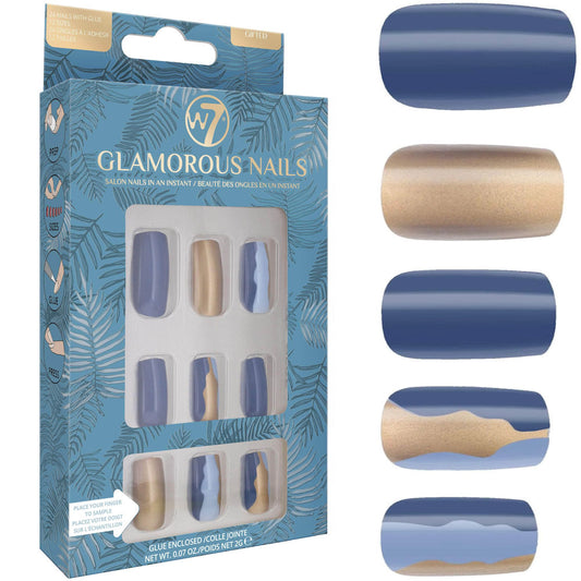 W7 Cosmetics Glamorous False Nails Gifted - Long Fake Adhesive Included Party Nails