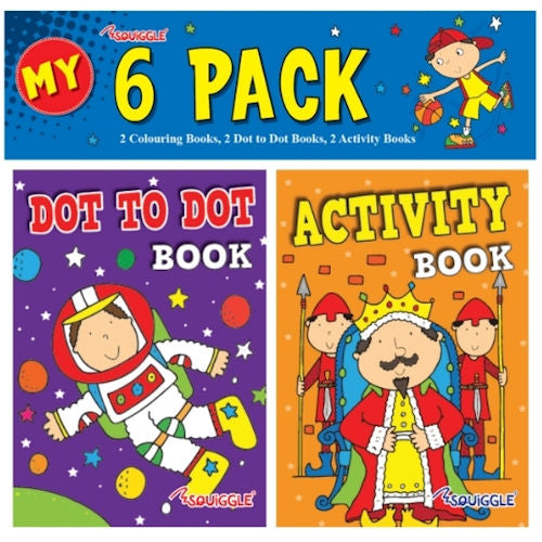 Mini Colouring Activity Books Boys - 6 Pack Compact Size Boys Entertainment