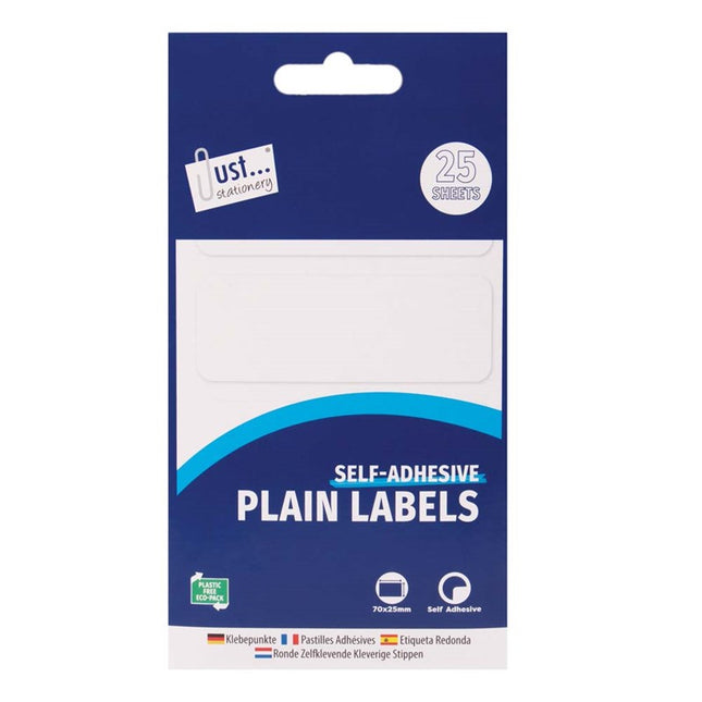 100 White 70mm x 25mm Sticky Labels
