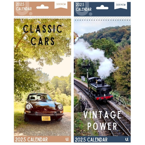 2025 Slim Postal Calendar – Classic Cars Vintage Power Assorted Designs | Iconic Car Photography | Compact & Stylish for Home or Office