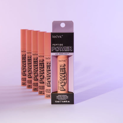 Technic Cosmetics Peptide Power Black Mascara - Volumising Lengthening Long-Lasting Smudge-Proof Peptide-Enriched Formula
