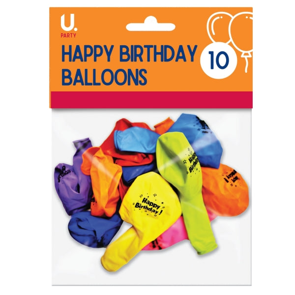10 Happy Birthday Latex Balloons