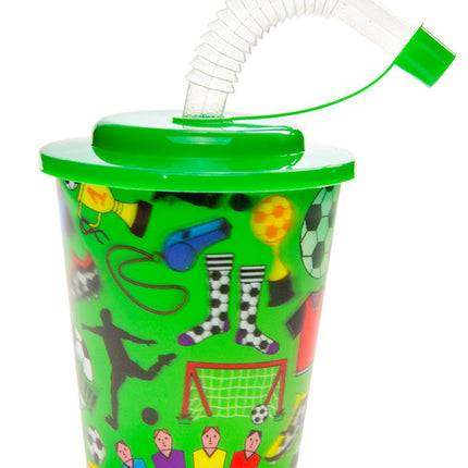 Football Reusable Plastic 3D Cup & Straw - Single