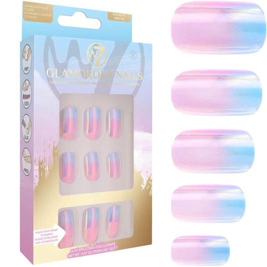 W7 Cosmetics Glamorous False Long Fake Nails - Rainbow Dream