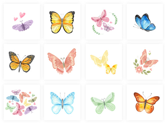 12 Butterfly Temporary Tattoos