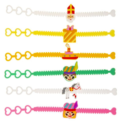 Adjustable Sinterklaas Rubber Bracelets - 6 Pack