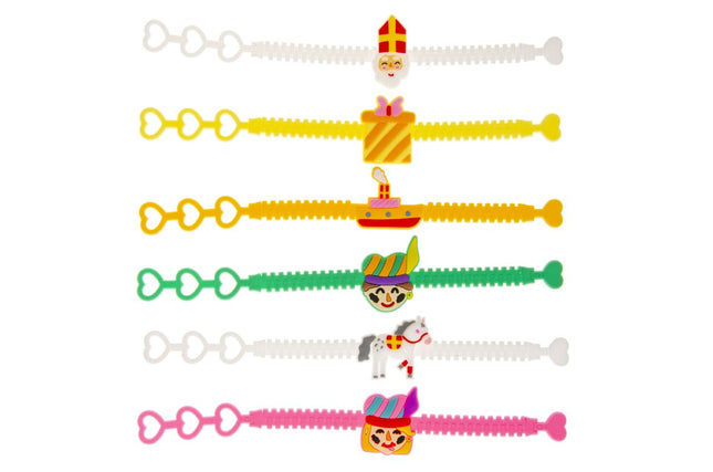 Adjustable Sinterklaas Rubber Bracelets - 6 Pack