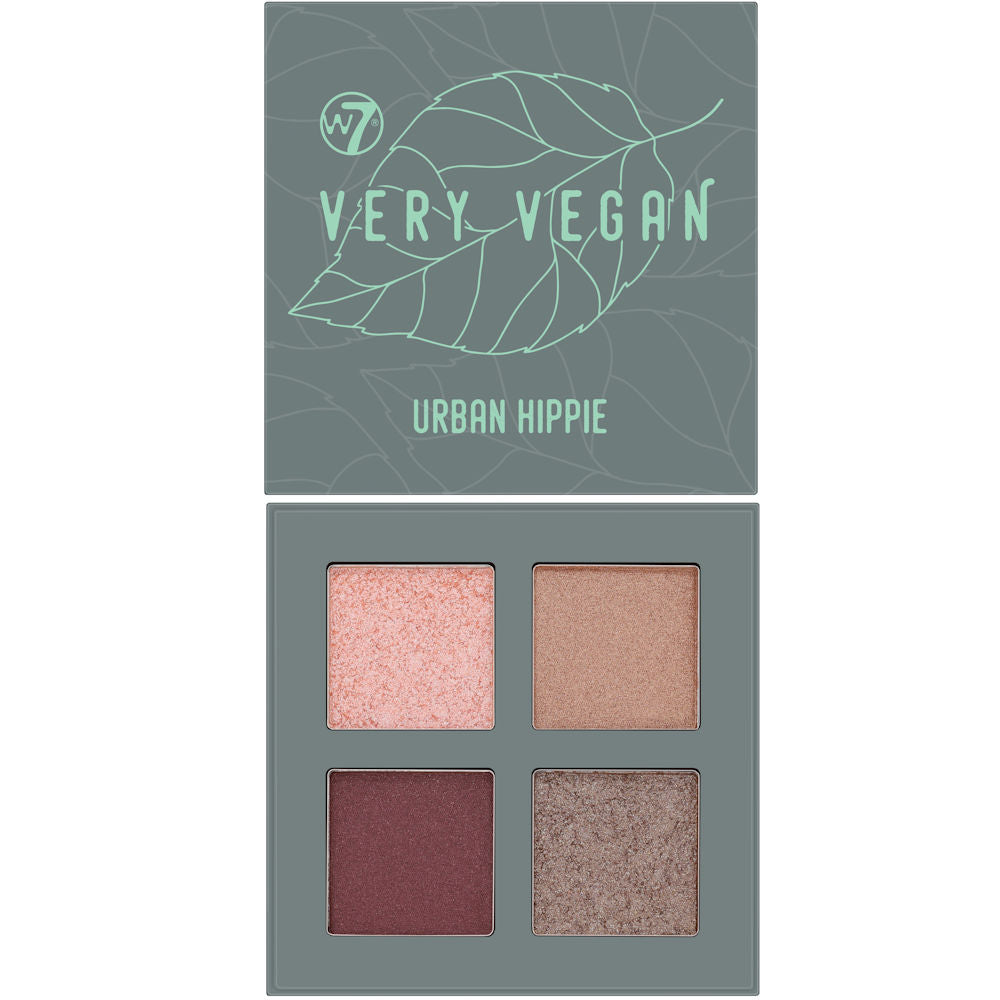 W7 Cosmetics Urban Hippie Eyeshadow Palette - 4 Colour Very Vegan Matte Shimmer Pink Colours Eyes