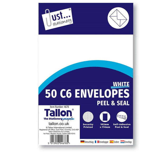 50 White C6 Peal & Seal Envelopes