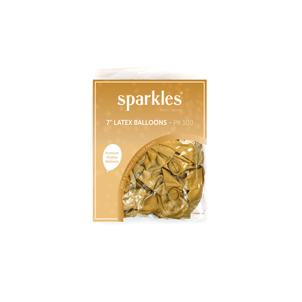 Metallic Gold 7" Latex Balloons – 100 Pack