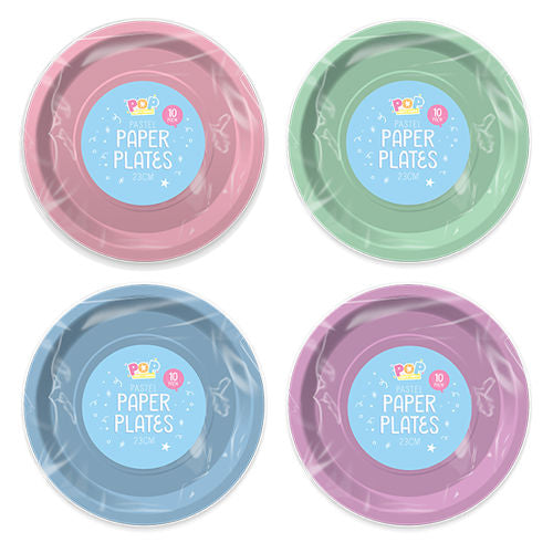 Purple Pastel Round Paper Plates - 23cm 10 Pack