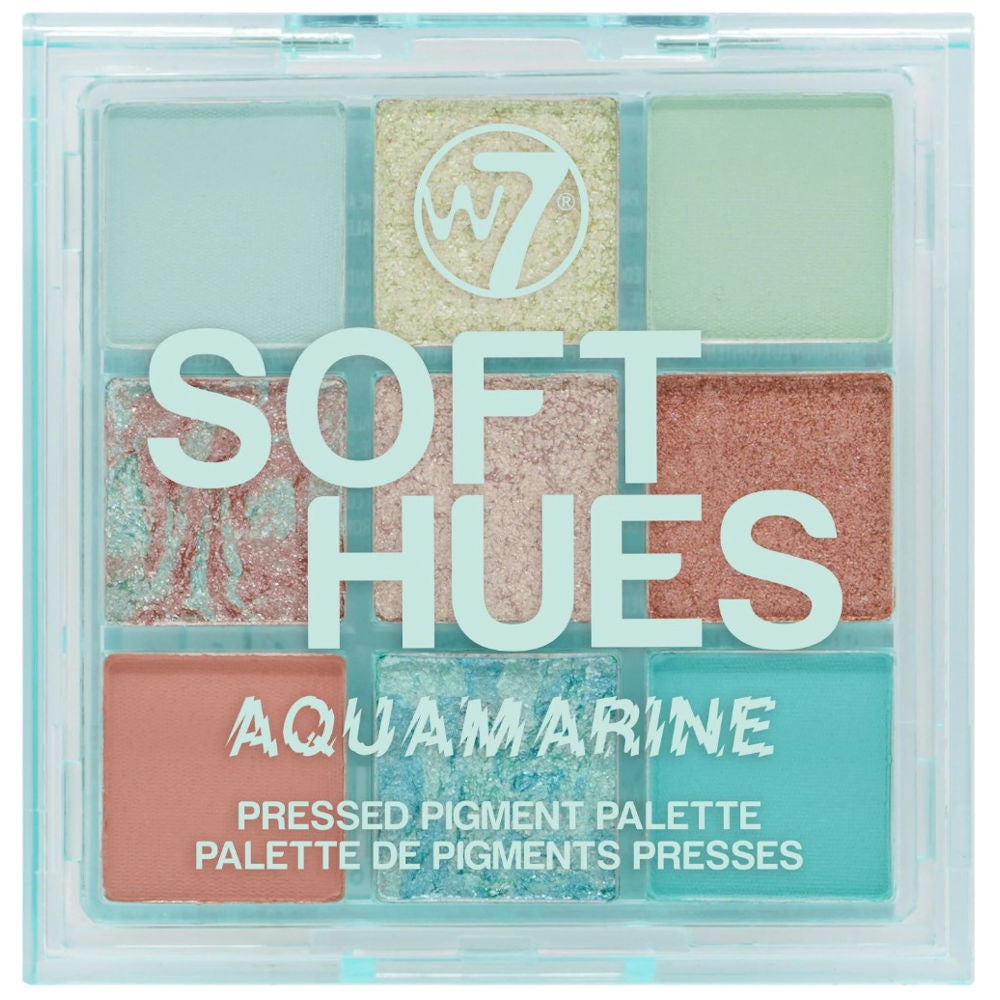 W7 Cosmetics Soft Hues Aquamarine Eyeshadow Palette - 9 Colour Matte Shimmer Colours Eyes