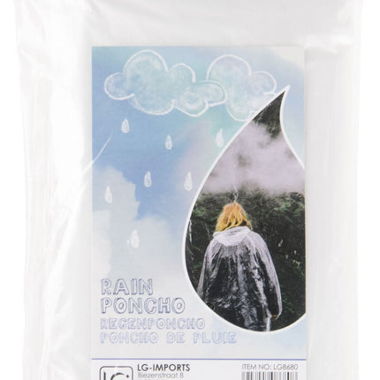 Clear Plastic Rain Poncho - Single