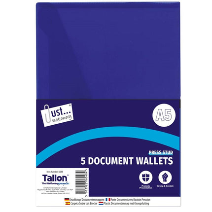 5 Poly File A5 Stud Document Wallets