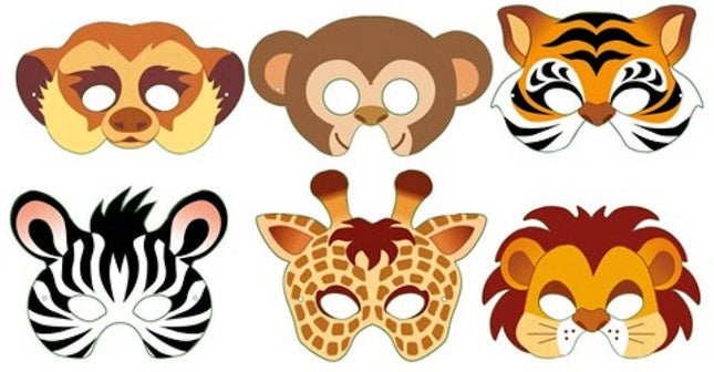 Cardboard Jungle Masks - 12 Pack