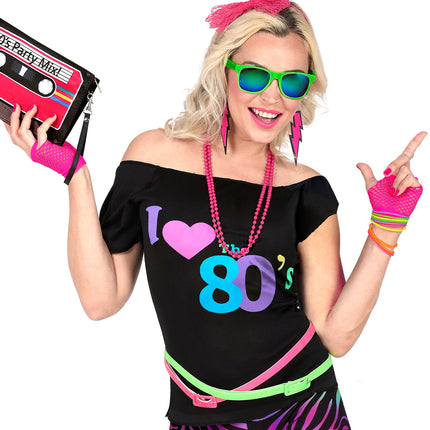 Fingerless Fishnet Gloves - Neon Pink