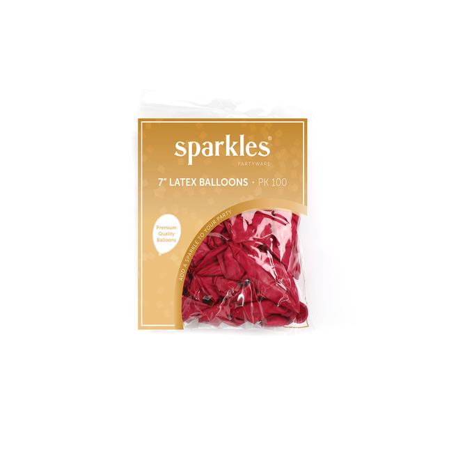 Pearlised Red 7" Latex Balloons – 100 Pack