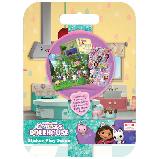 Gabby's Dollhouse Sticker Play Scene Pack - Scenes Sticker Sheet Reusable Puffy Sticker Sheet