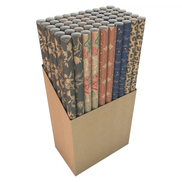 Kraft Patterned 200cm x 70cm Giftwrap Roll