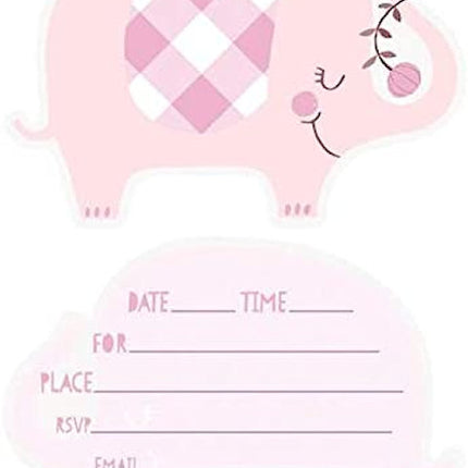 Pink Elephant Invitations - 8 Pack