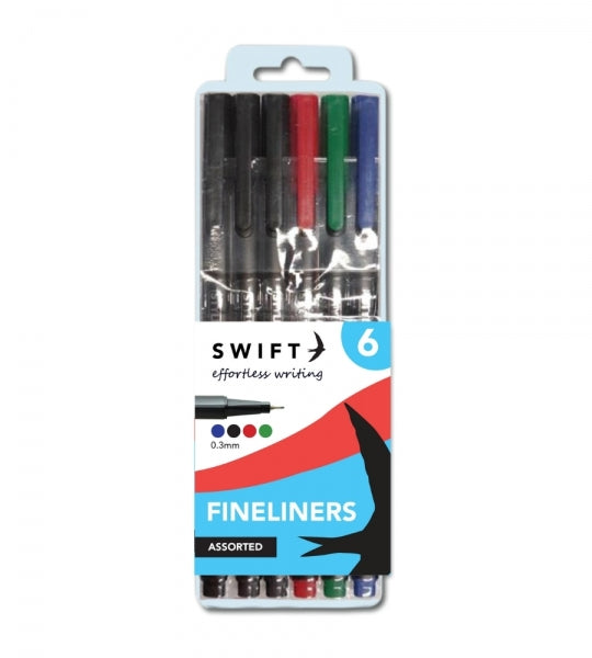 6 Assorted Fineliner Pens