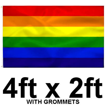 Rainbow Pride Flag With Grommets - 52" x 31"