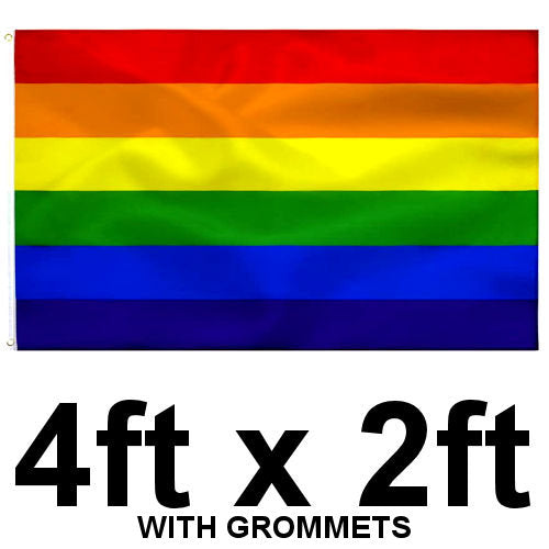 Rainbow Pride Flag With Grommets 52" X 31"