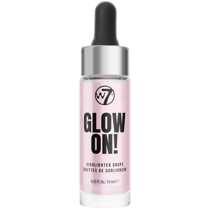 W7 Cosmetics Glow On! Highlighter Drops Pink Flare - Shimmer Face Makeup Body Illuminating