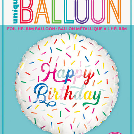 Round Foil Balloon - Birthday Sprinkle 18"