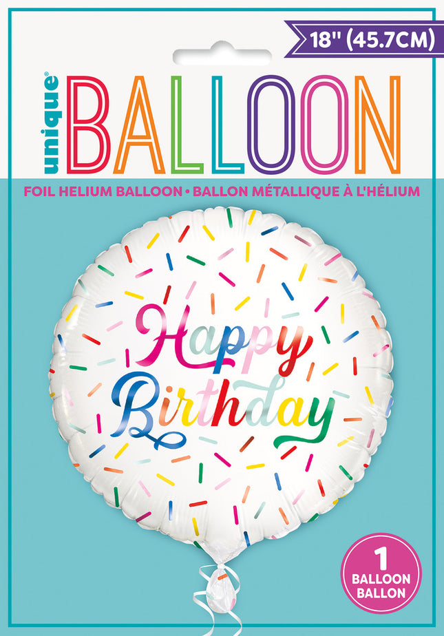 Round Foil Balloon - Birthday Sprinkle 18"
