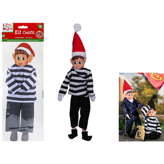 Thief Outfit For Elf - Black & White Robber Naughty Elves Christmas Pranks