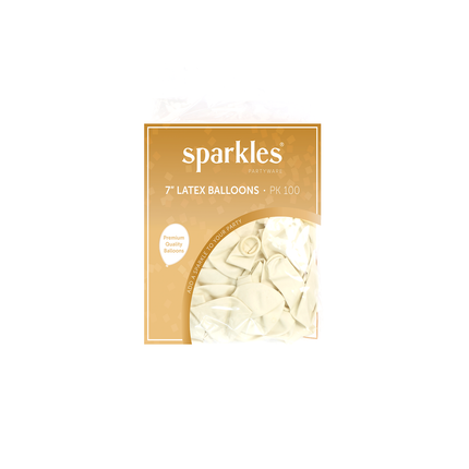 Pearlised Ivory 7" Latex Balloons – 100 Pack