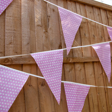 C1010 Pink Polka Dot 10m Triangle Bunting