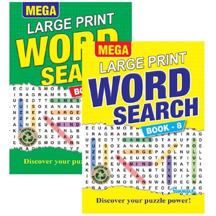 A4 Mega Large Print Word Search Book - Assorted