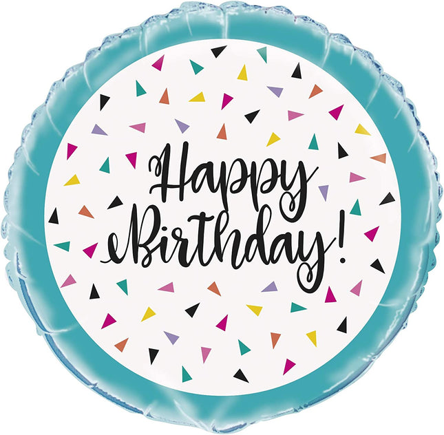 Happy Birthday Confetti 18" Round Foil Balloon