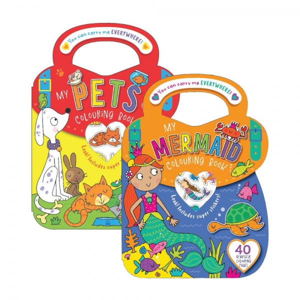 Mermaid/Pets Colouring & Sticker Bag Book