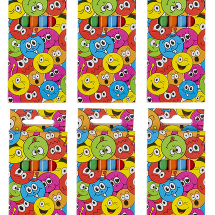 Happy Face Halfsize Colouring Pencils - 6 Pack