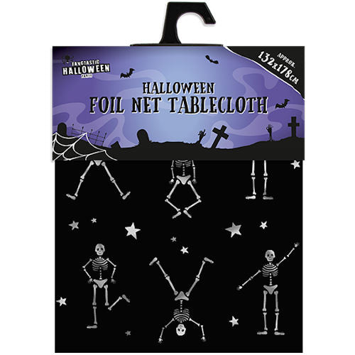 Halloween Foil Net Tablecloth - 132cm x 178cm Festive Holiday Party Decoration Spooky Haunted House