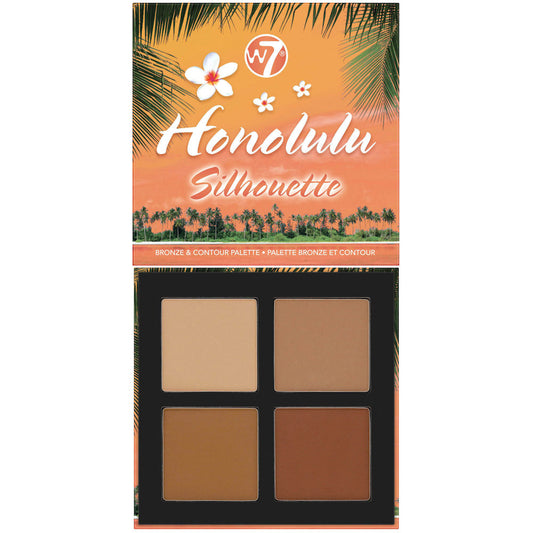 W7 Cosmetics Honolulu Silhouette Bronze and Contour Palette - Sculpting Sun Kissed Glow Blendable Long Lasting Matte Finish