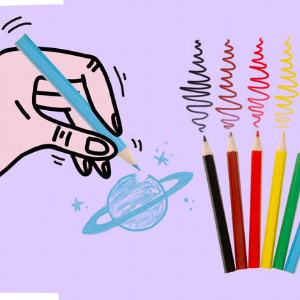 Space Halfsize Colouring Pencils - 6 Pack