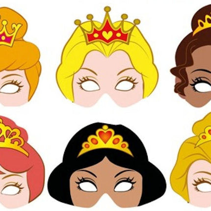 Cardboard Princess Masks - 12 Pack