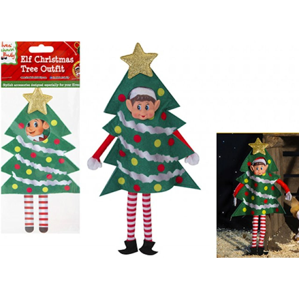 Christmas Tree Outfit For Elf - Green Xmas Naughty Elves Christmas Pranks