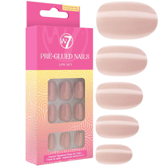 W7 Cosmetics Glamorous Pre Glued False Nails Low Key - Press On Long Fake Party Nails