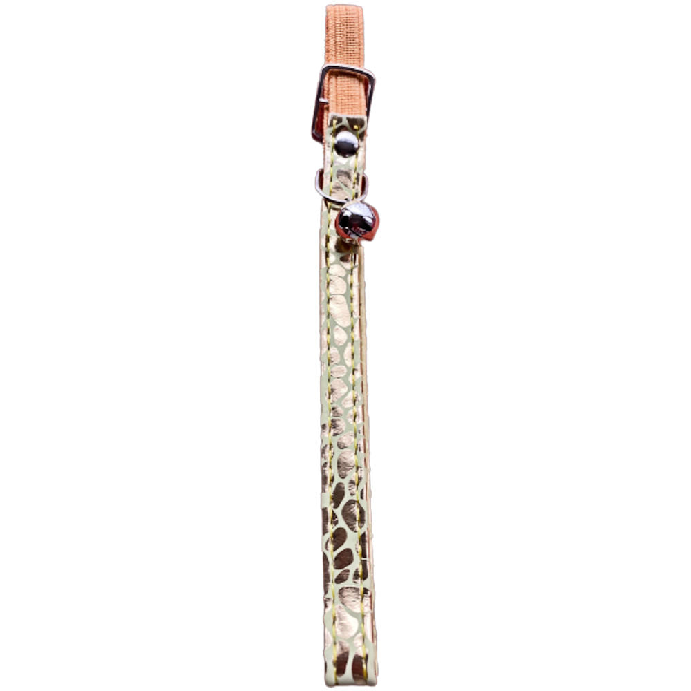 Elastic Cat Collar Animal Print Gold - Adjustable Comfortable Durable Pet Accessory