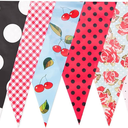 JA001 Punk Vintage Pattern 10m Triangle Bunting