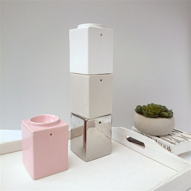 Chrome Stackable Square Wax Burner Melter