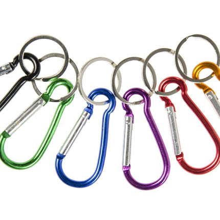 Coloured Metal Clip Keychains - 6 Pack