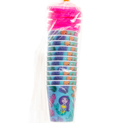 Mermaid Reusable Plastic 3D Cup & Straw - Single